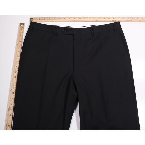 Canali 1934 Black Twill Wool Flat Front Dress Trousers Pants 36x26 - Picture 4 of 7
